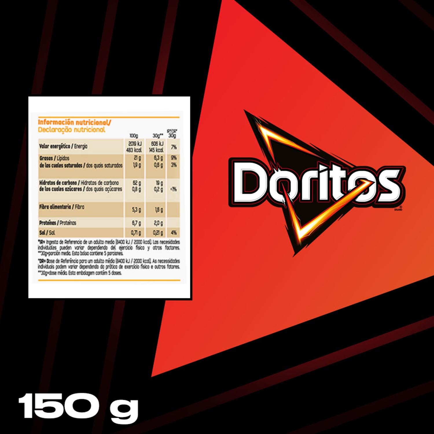 DORITOS Dippas Nachos de Maíz Sabor Original para Aperitivo y Dips, Bolsas Individuales de 150 g, Pack de 15