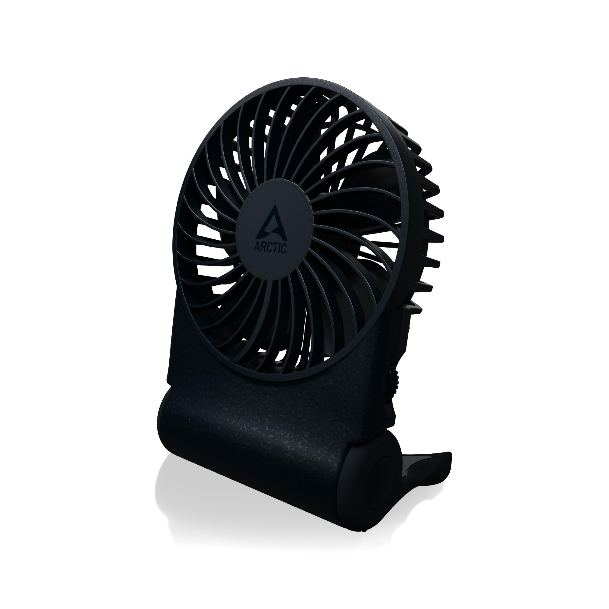ARCTIC Summair 2Go (Black) - Rechargeable Powerful Handheld Fan with Stand, Infinitely Variable Speed, 4-77h Running Time, USB-C Connection (incl.