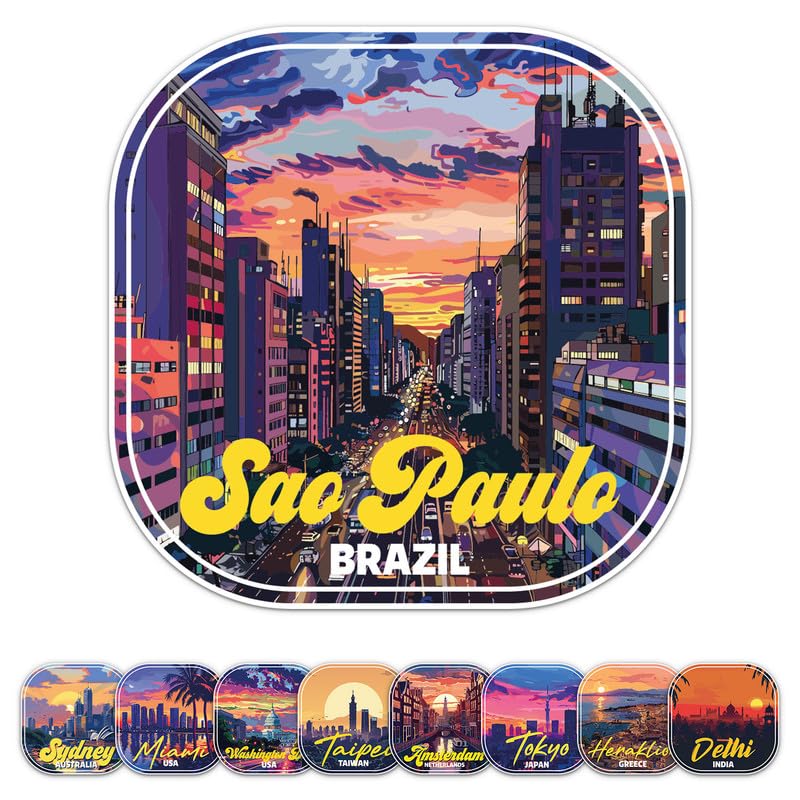 Generic Sunset Brazil Sao Paulo City Sticker - Waterproof Vinyl Decal for Car Bumper, Laptop, Water Bottle, Luggage, Wall, Window, Sticker Size - 3'' Longer Side