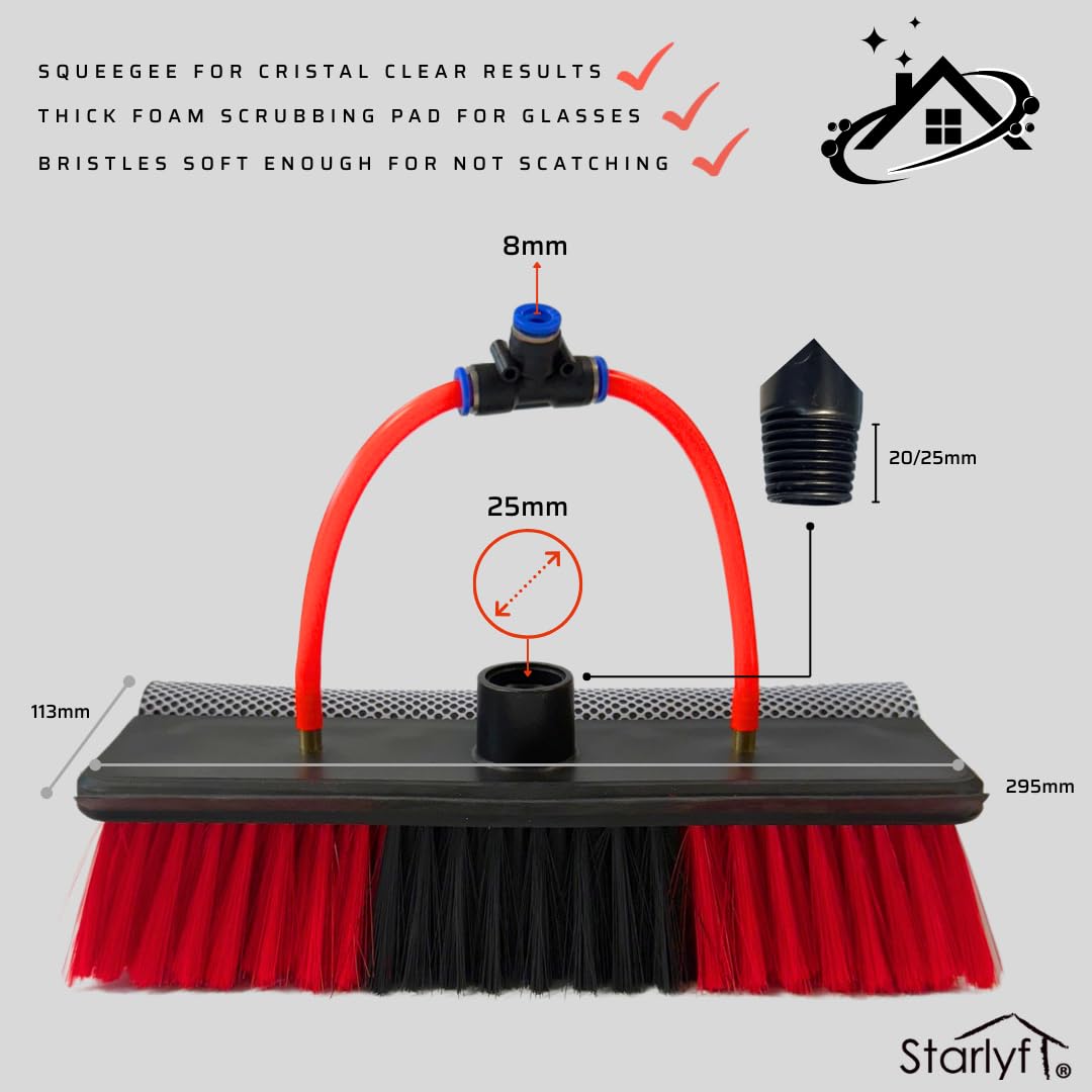 STARLYF Brosse de rechange pour balai télescopique télescopique Hydrocleaner, compatible avec les modèles de 4,6 m, 7 m et 3,6 m (comprend un tuyau et un connecteur T)