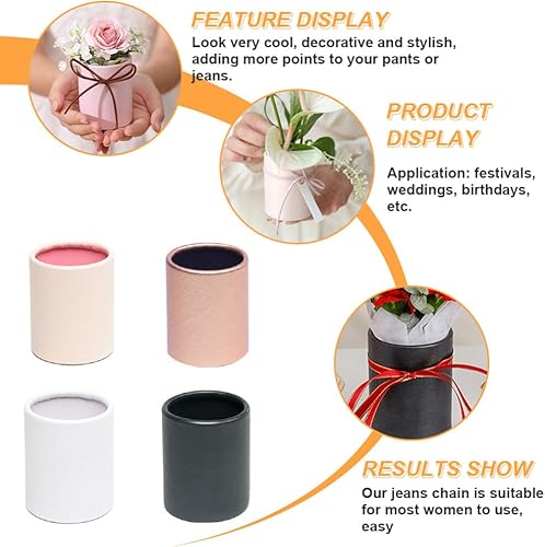 Miniatura 7 de EXCEART Organizador con tapa 4pcs Cilindro de cartón, Caja de papel de flor de embalaje cilíndrico, Tubos de cartón Kraft, Cajas de regalo redondas