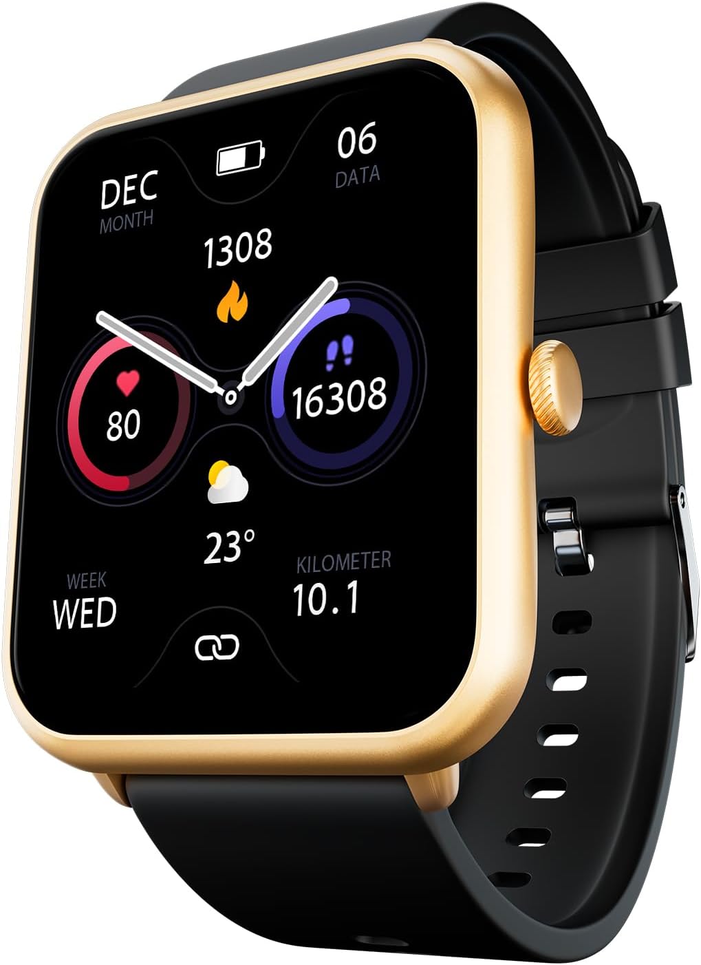 Fire‑Boltt Ninja Call Pro Plus Bluetooth Calling Smart Watch, 1.83″ HD Display,AI Voice Assistant, 120+ Sports Modes, IP67 Waterproof, SpO2 & Heart Rate Monitor Smartwatch for Men & Women - Gold Black