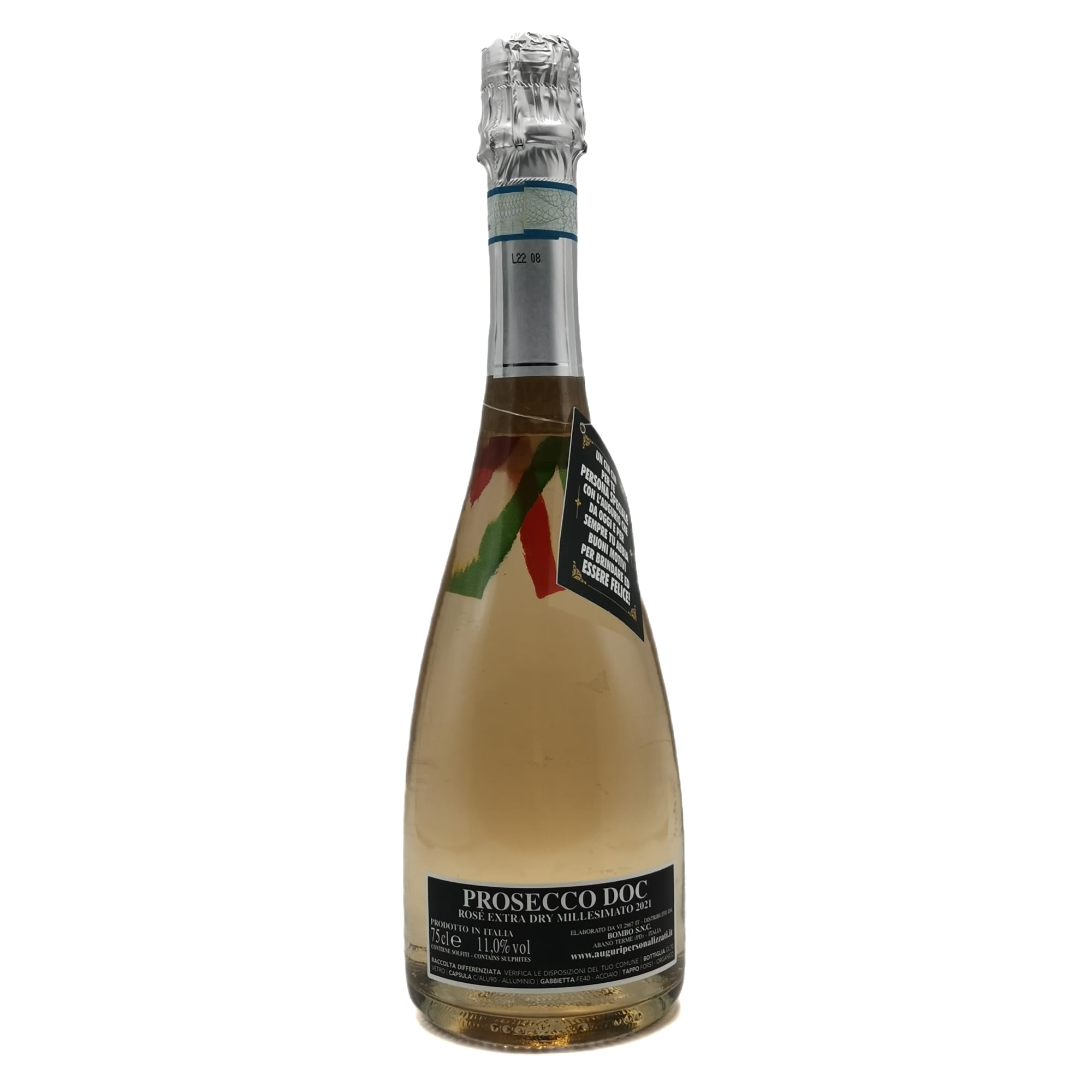 Bottiglia di Prosecco D.O.C. Millesimato Rosé per la Laurea di un'amica