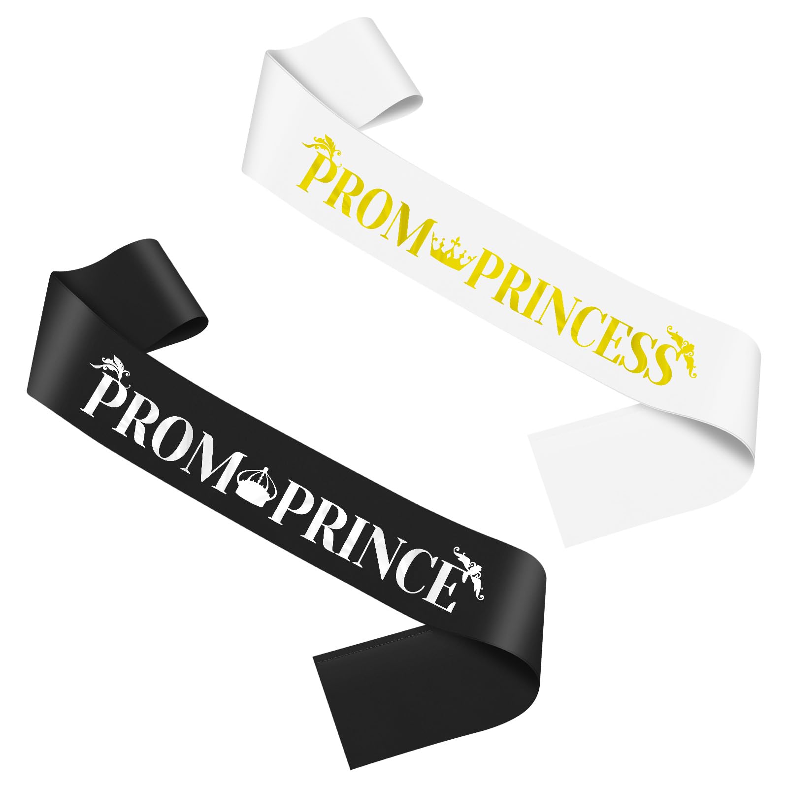 2Pcs Prom Prince Princess Sashes Graduation Dance Party Decorations Prom Prince Princess Sashes for Men Women Birthday Party Supplies Sash for Birthday Wedding Halloween Costume Accessories