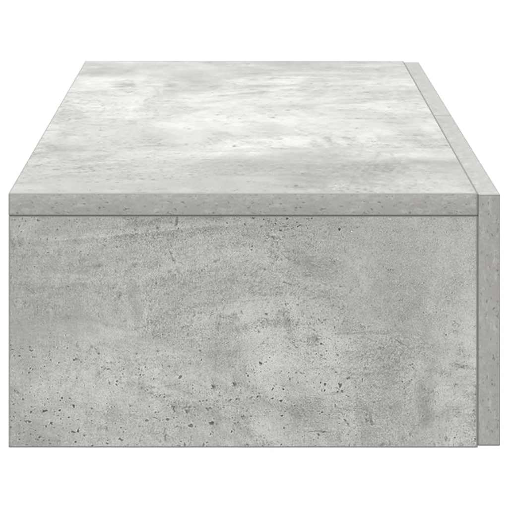 Estante de pared flotante con drawers, 80 x 33 x 17 cm, material derivado de madera gris concreta, almacenamiento montado para ahorrar espacio para dormitorio, decoración de la sala de estar