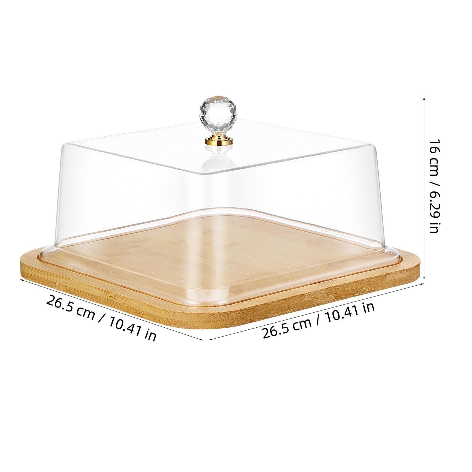 Queseras con Tapa de Cristal y Soportes de Madera para Pasteles con Plato con Tapa, Diseño Simple para Conservar y Mantener la Comida Limpia