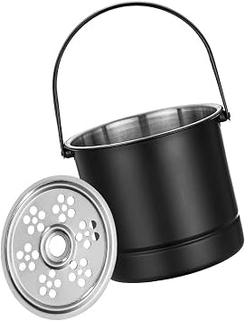 Stainless Steel Professional Ice Bucket with Water Filter Plate for Cocktail Parties Hotel Family Gatherings 1L Black