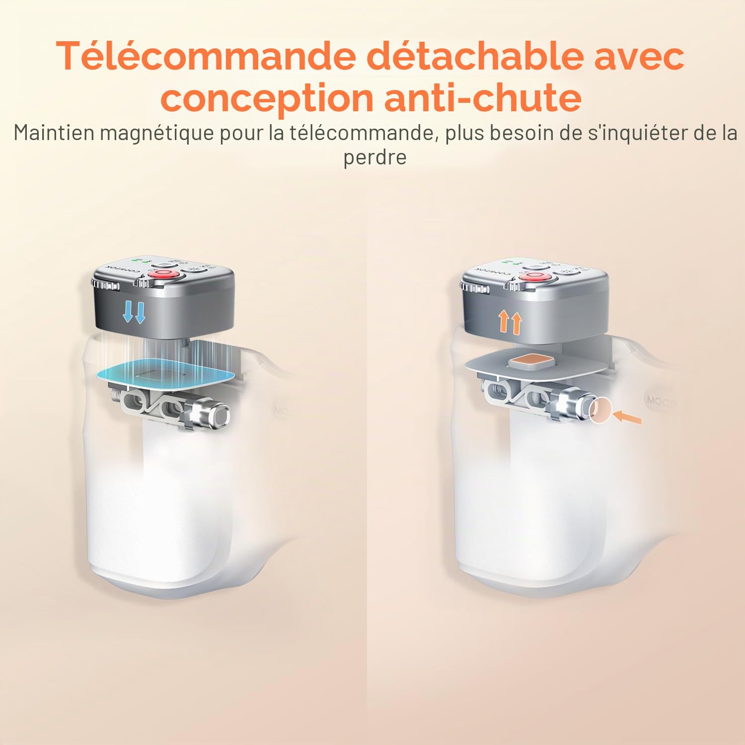 COMITOK MOCA ARCO Poignée pour appareil photo pour enregistrement vidéo avec zone de repose-pouce pour iPhone Pro Max, avec support de téléphone amélioré et télécommande amovible pour une prise de vue