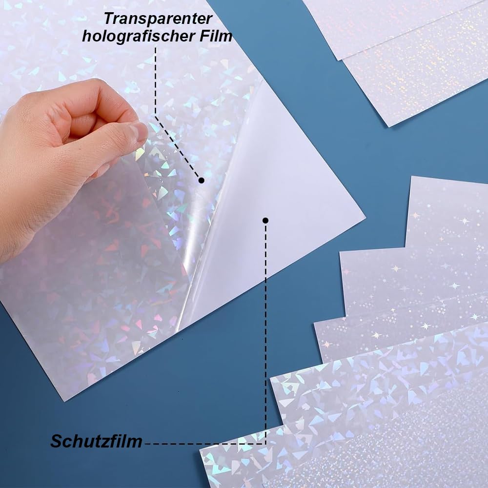 36 Feuilles Papier Autocollant Holographique Papier Transparent A4 Film