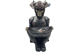 The Strong Viking Warrior Skeleton Skull Jewelry Ring Holder Stand with Tray Organizer