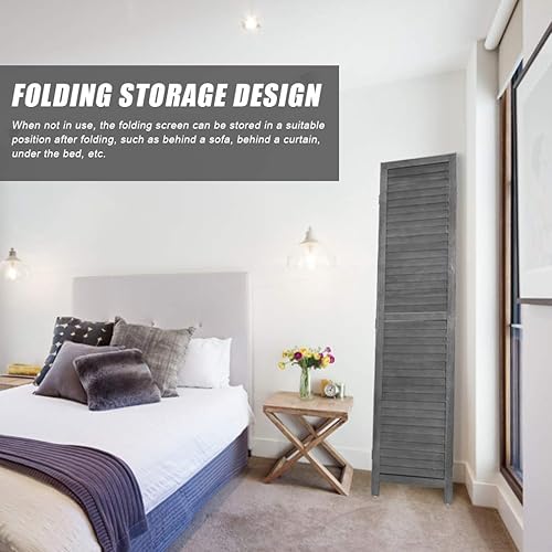 Miniatura 6 de 3 Panel Wood Room Divider 5.7 Ft Tall Privacy Wall Divider 67.7" x 16.9" Each Panel Folding Wood Screen for Home Office Bedroom Restaurant （Gray）