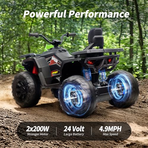 Image of Hikiddo Kids ATV 4 Wheeler, 24V Ride On Toys Car for Big Kids Age 3-8 Year