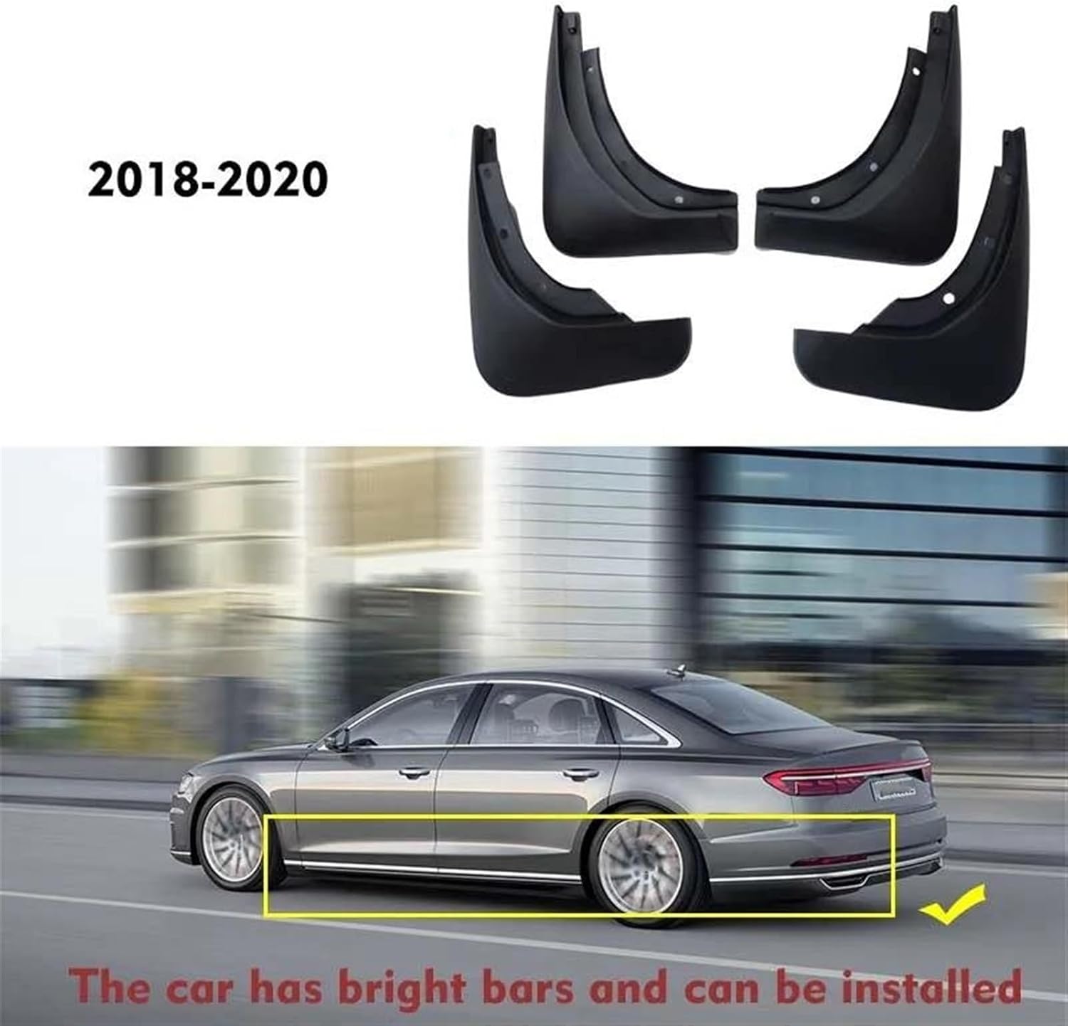 Car Splash Proof Mudflaps for A8 2018-2020 Mudguard Splash Mud Flap Guard Fender Mudguards Car Accessories Front Rear 4 Pcs