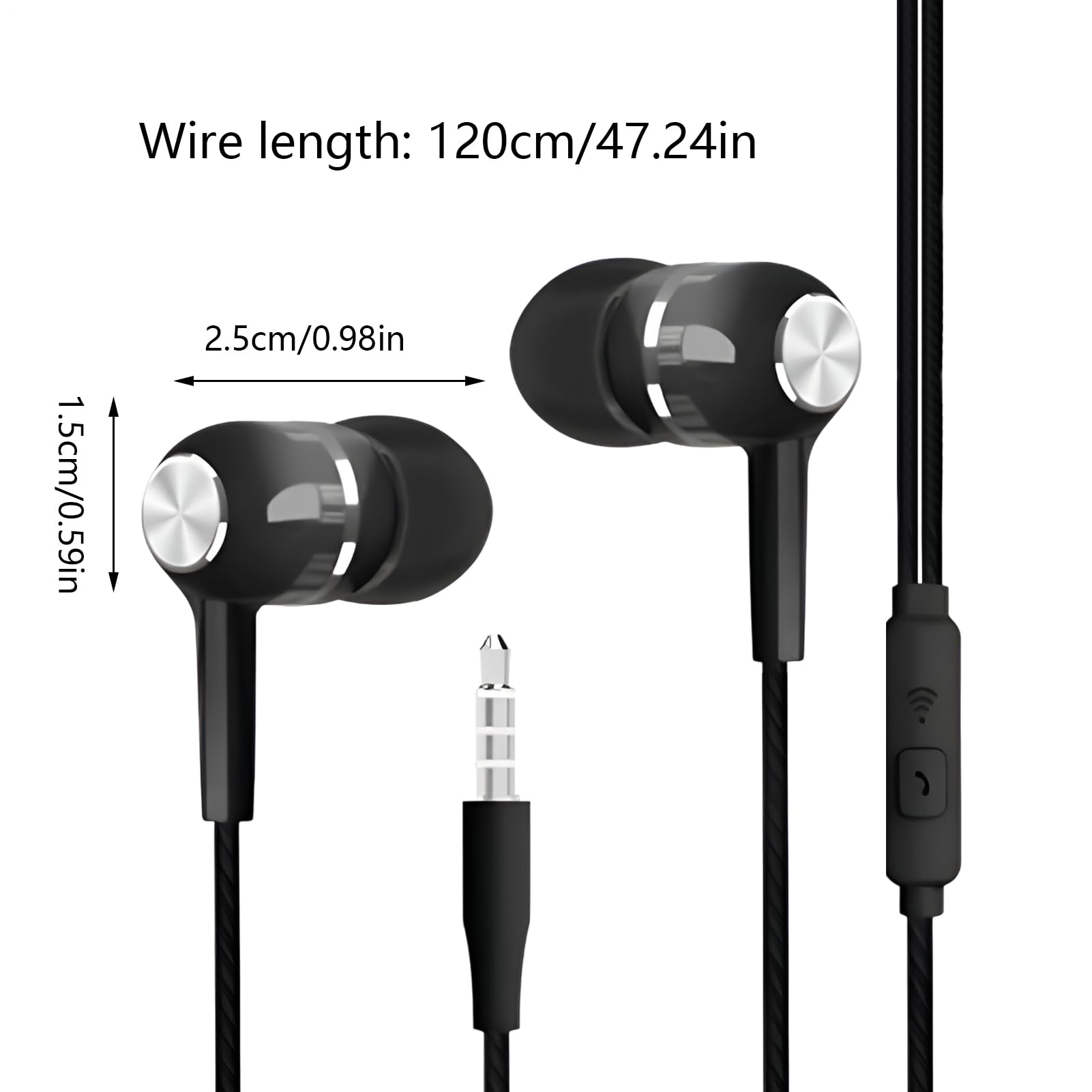 Generico Auricolari cablati, cuffie cablate | Telefoni auricolari con cavo | Auricolare a cavo Boost da 3,5 mm per la musica per allenamento per aerei da viaggio da viaggio