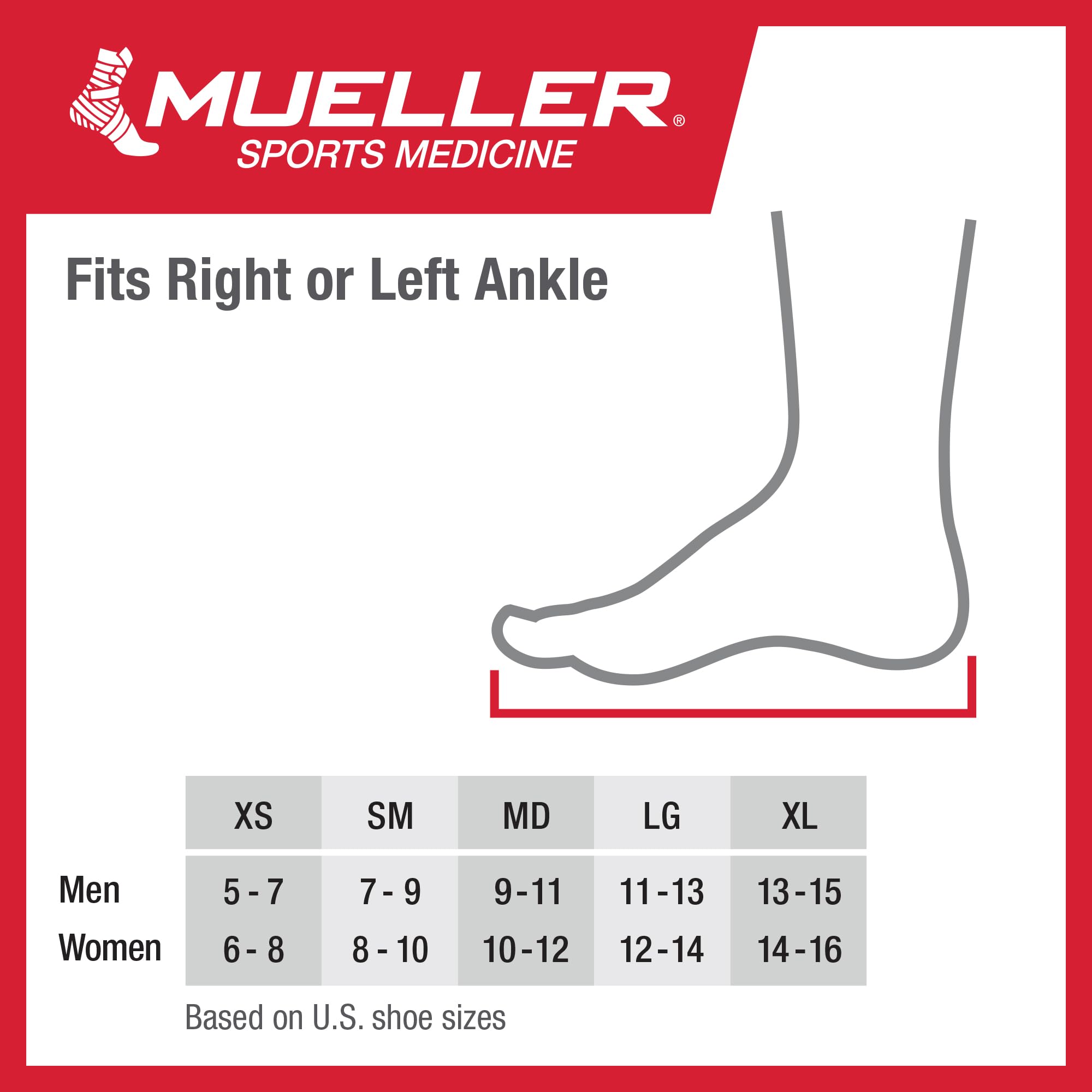 Mueller New & Improved Supportive Ankle Brace, Black, Extra Small