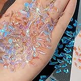 100Pcs Mixed Shape Aurora Glass Crystal Nail Art Rhinestones Nail Gems Iridescent Clear Nude Flatback Rhinestone Diamonds Stone for 3D DIY Nails Art Crafts Jewelry Decoration (Aurora Transparent)