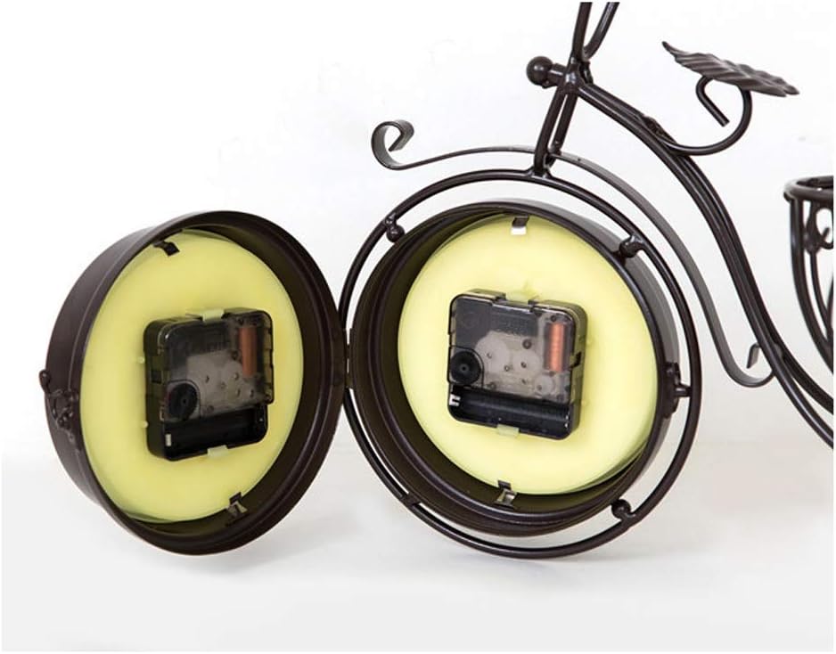 Small Decorative Table Clock Home Iron Art Three-Wheeled Bicycle Table Clock Garden Living Room Double-Sided Silent Table Clock Gift Ornaments Table Clock