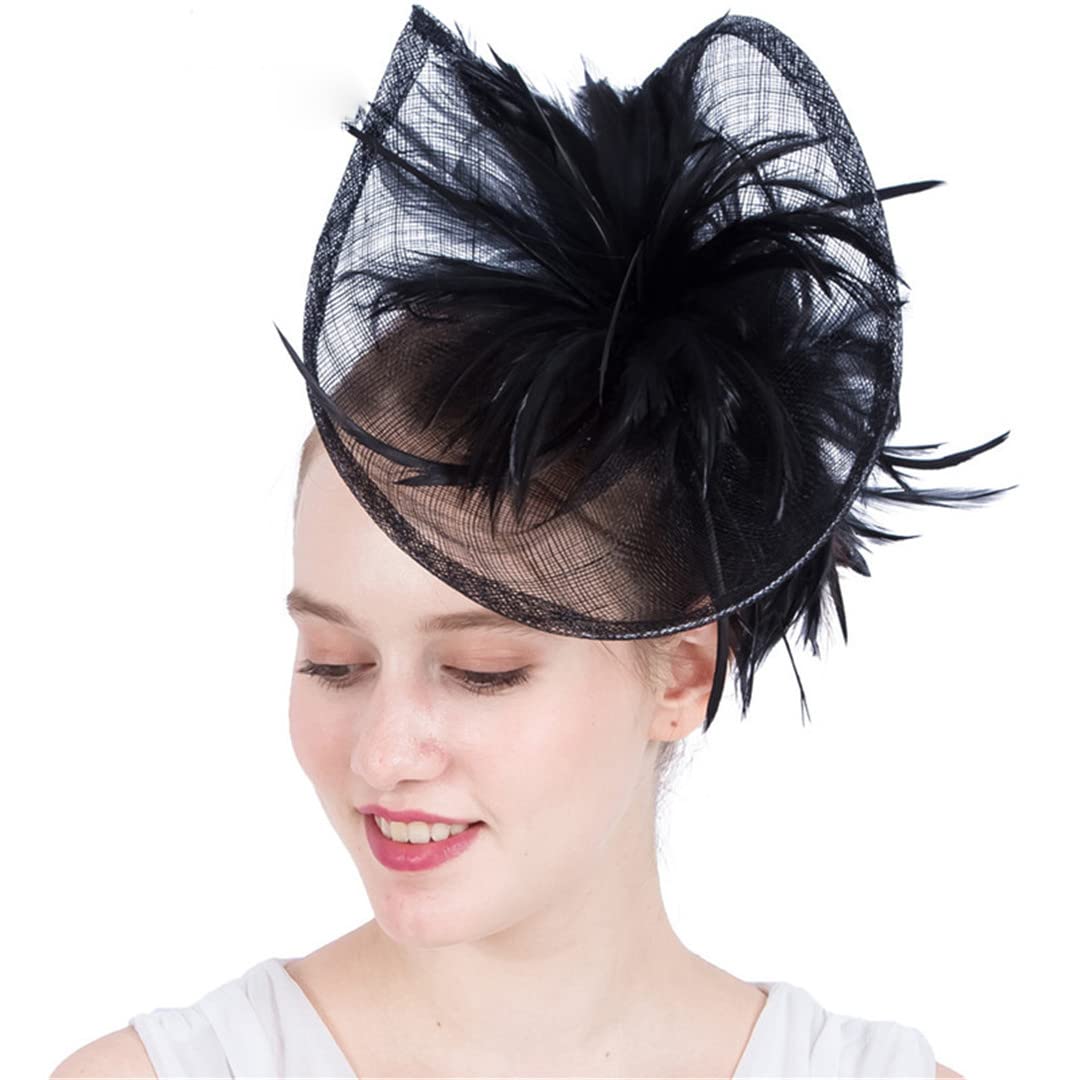 Lmtossey Sombrero Tocado De Malla para Mujer, Tocado De Boda, Tocado De Plumas De Flores para Fiesta, Accesorios para El Pelo