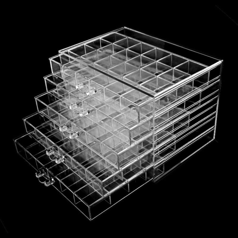 Scatola di Gioielli 120 Griglia monili del chiodo Storage Box 5 strati Jewelry trasparente di diamante della scatola dell' organizzatore del banco di mostra acrilico cassetto di plastica-White Scatol