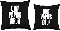 Vista 3 de Anti Vape Awareness Quit Vaping Bruh Quit Bruh Funny - Almohada antivape para concientización, 18 x 18 pulgadas, multicolor