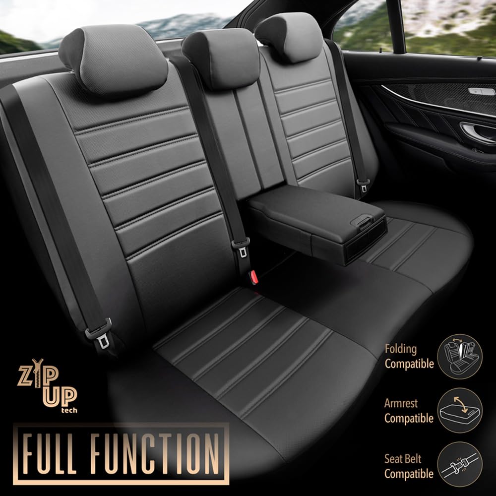 Housses Universelles Housses De Siège Auto OtoM - 11 Pièces Sport Noir/Gris - Compatible Airbags Latéraux Ensemble 11 Pièces