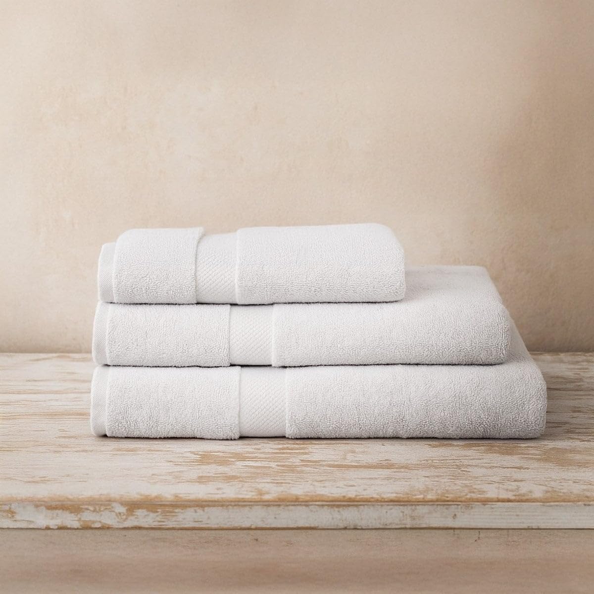 Juego de 6 Toallas Ducha Grandes Blanco Roto 100% algodón de 150x100 cm | Tejido suave de gran gramaje con alta absorción. Aptas para lavadora, de uso diario.