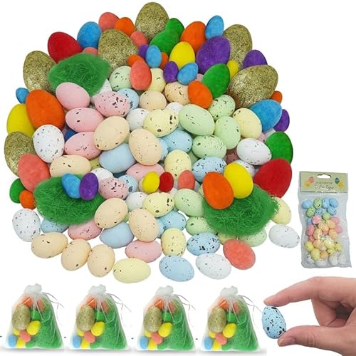Srv Hub 100Pcs- Glitter Eggs Grass 100Pcs Easter Speckled Eggs With Colourful Styrofoam Eggs - Mini Glitter Foam Easter Eggs, Decorative Eggs Ornaments For Art And Craft And Easter Basket Filler
