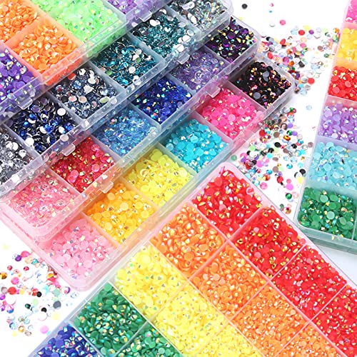 Belicey 22800Pcs Rainbow Rhinestones For Nails Flatback Resin Crystal Nail Rhinestones Round Beads Gems Multi Sizes Rhinestones 3D Nail Crystals For Nail Art Diy Crafts Clothes Shoes Jewelry #TOP5