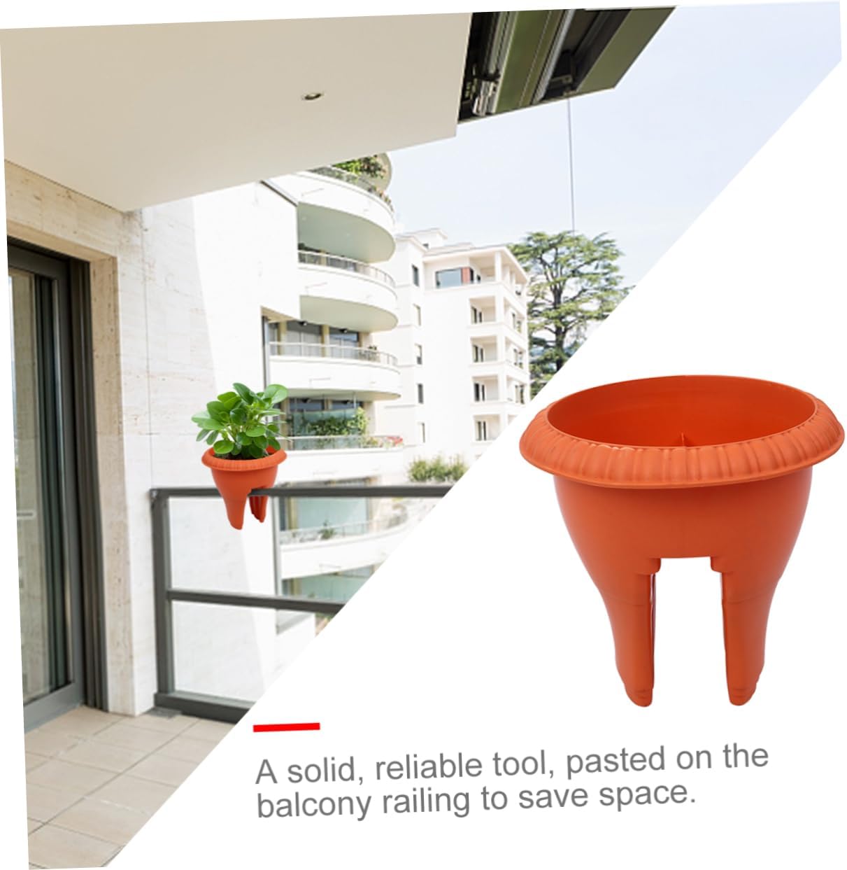 SUPVOX Dual Deck Rail Planter Heavy Duty Flower Pot Drainage for Balcony Railing Thickened Design Saddle Shape Space-Saving Material