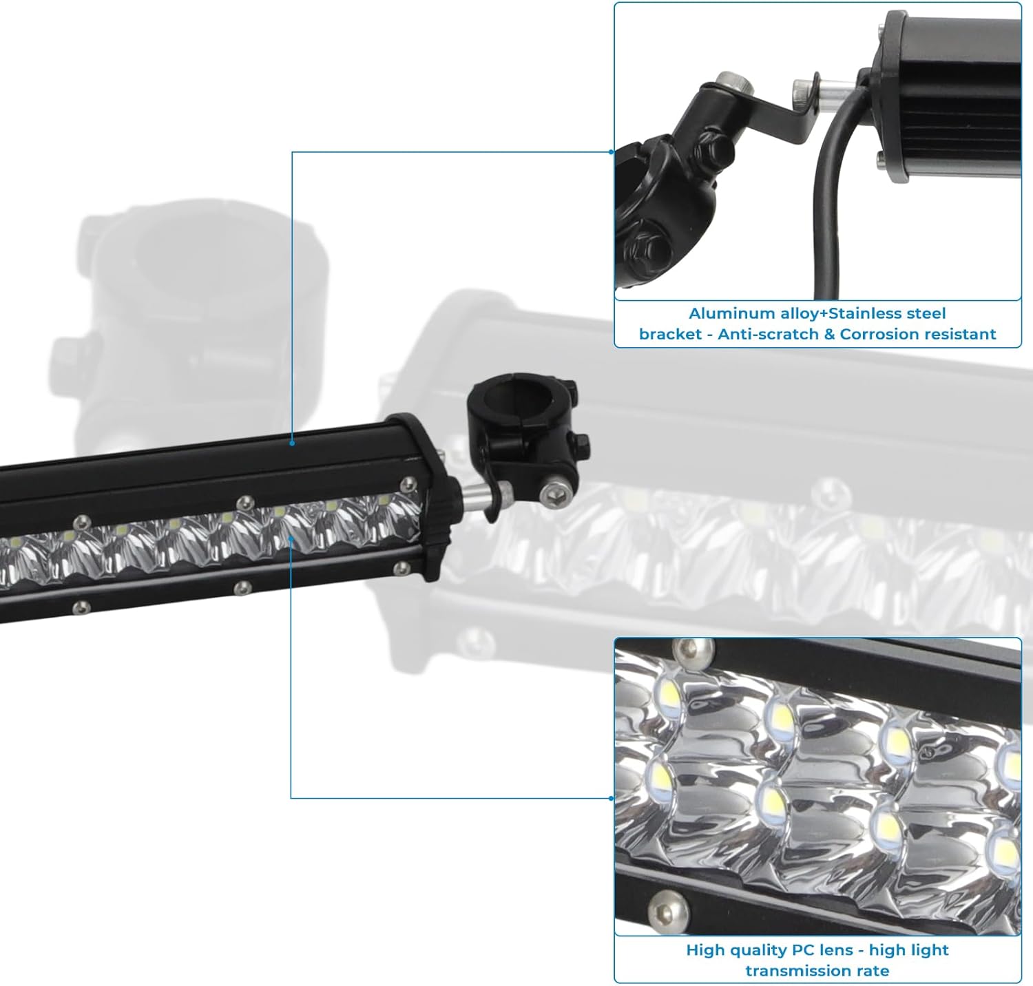 Dirt Bike Light Bar – Universal Motocross LED Light Bar Kit w/Switch & 7/8" Handlebar Bracket– Fits for Honda CRF110 CRF250R CRF450R Kawasaki Yamaha Suzuki & More