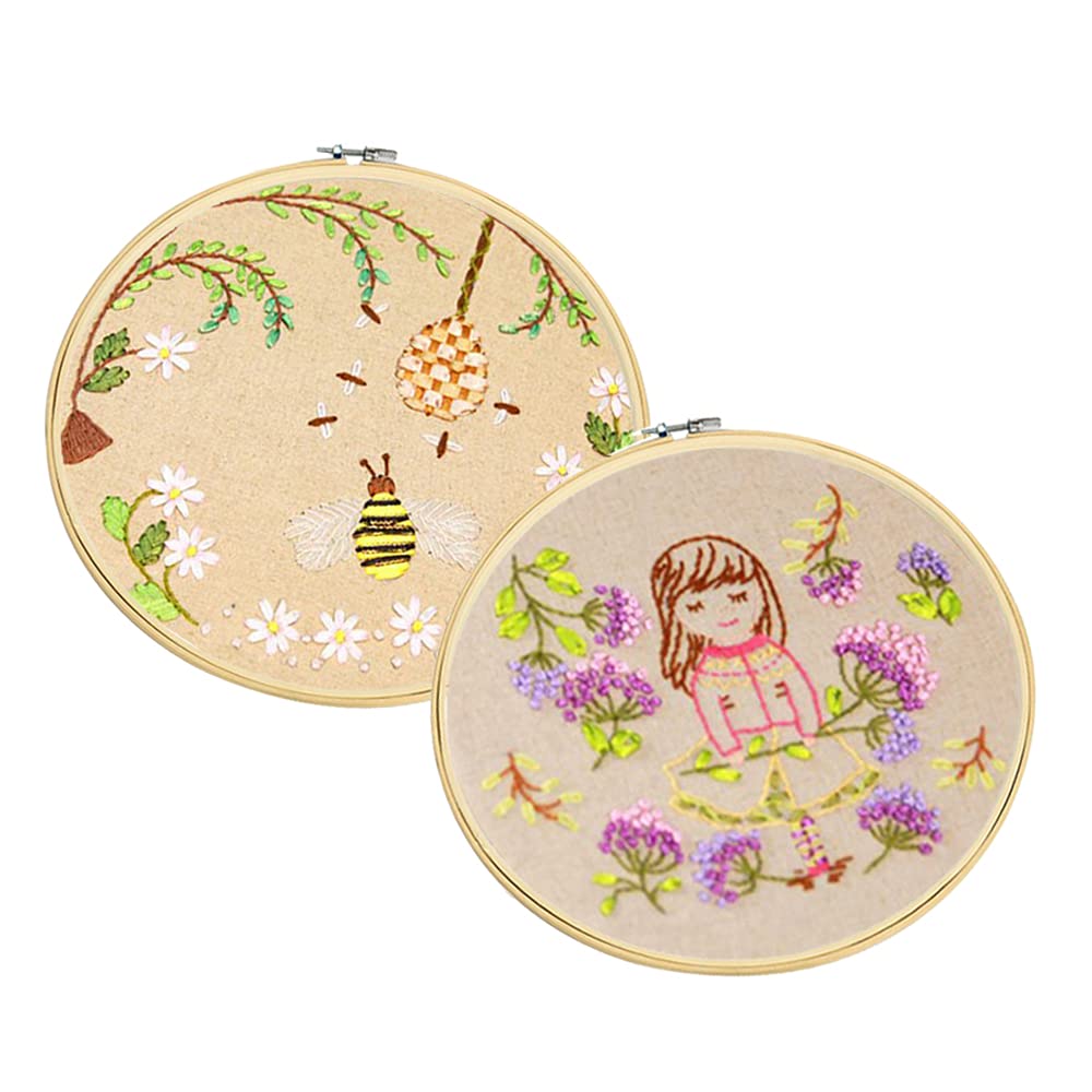 MYGLOAR 2-teiliges Stickrahmen Set Aus Bambus - 15cm & 20cm Rundrahmen Für Stickerei