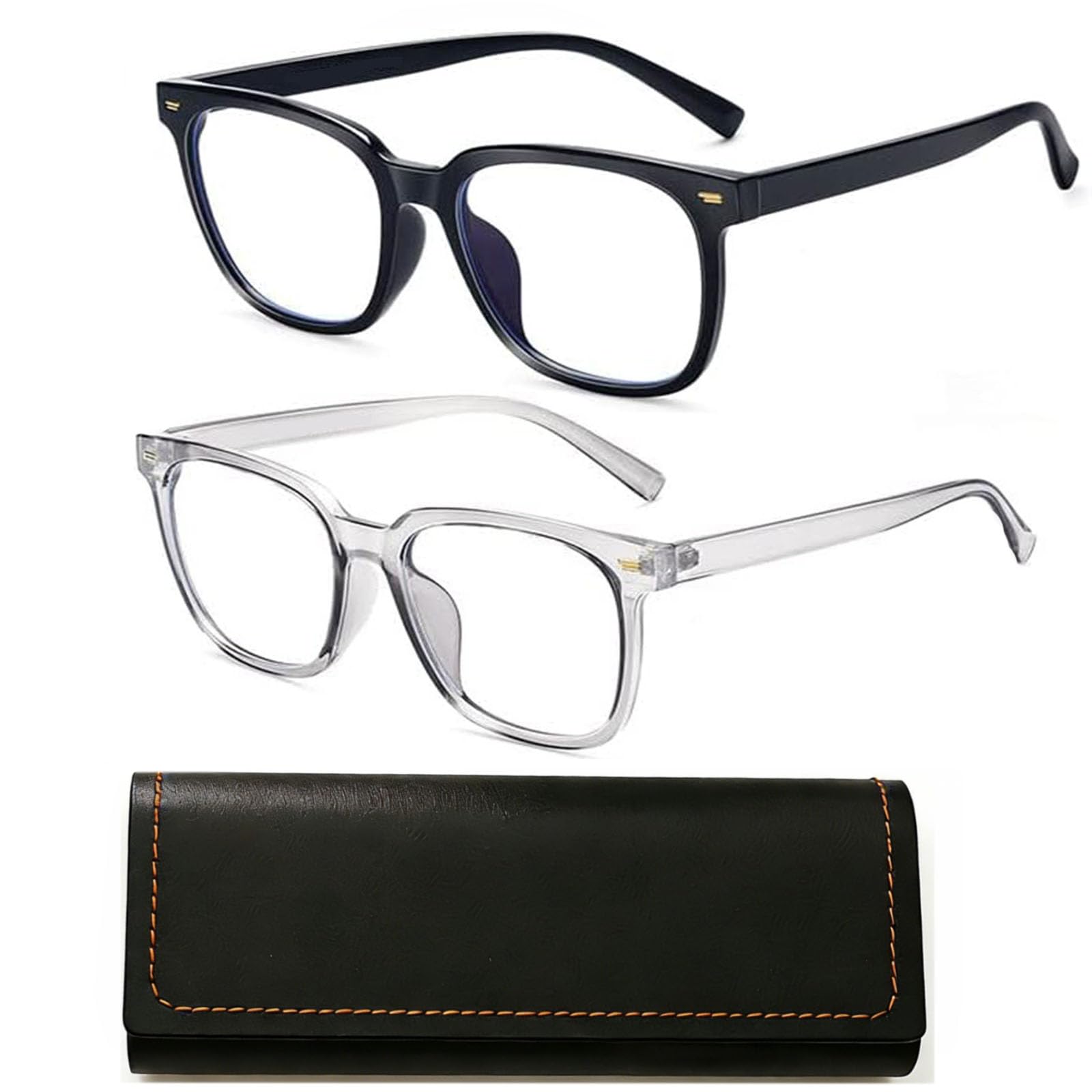 JCBCKJ 2 Blue Light Blocking Glasses Reading Glasses Suitable For Both Men And Women Featuring Anti-Eye Fatigue And