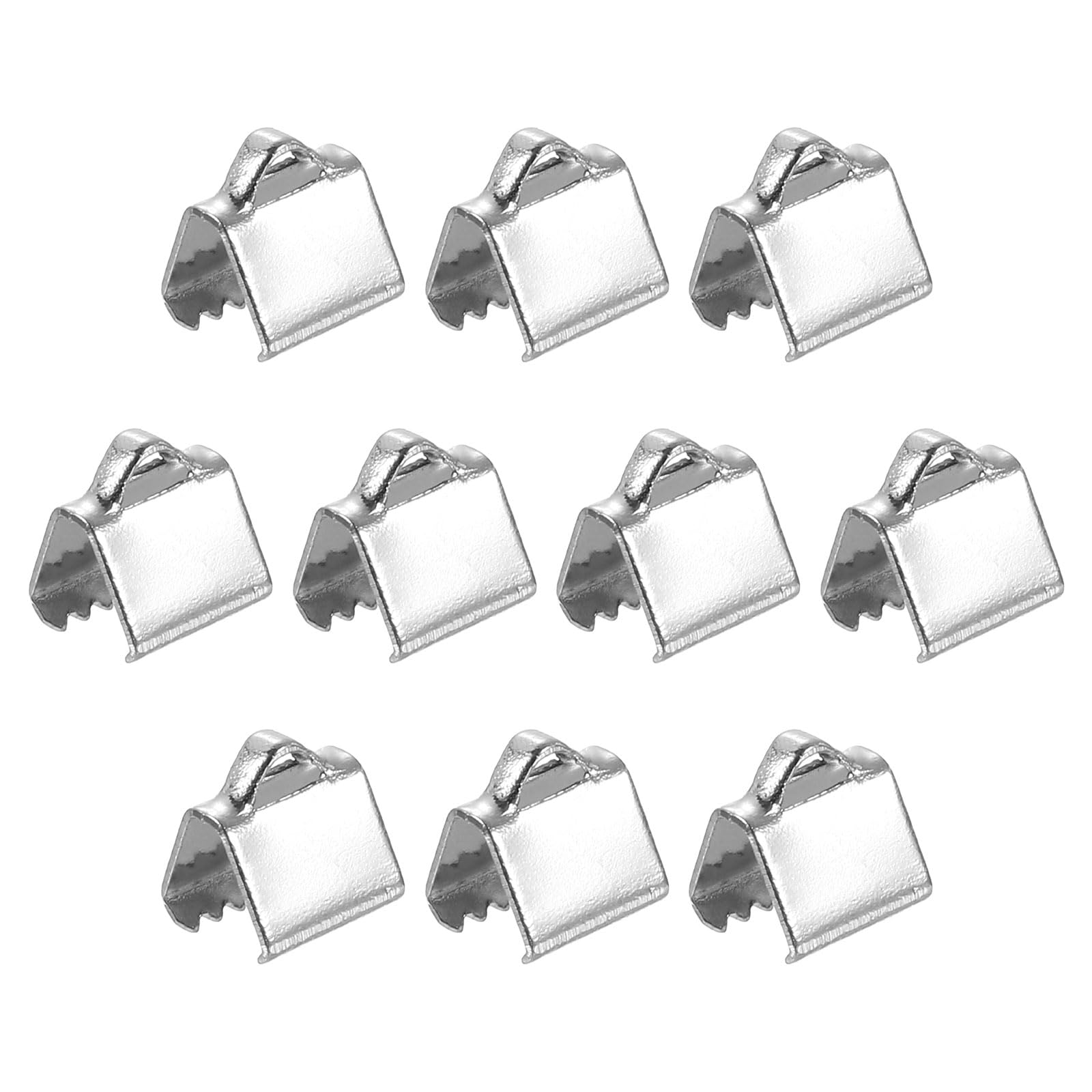 uxcell 90Pcs Ribbon End Crimp Clamps, Silver, 6.5mm/0.26