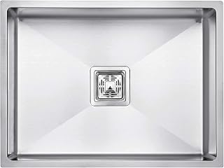 Goonj Silver 20 x 17 Inch HANDMADE Undermount Kitchen Sink Single Bowl Heavy Duty Stainless Steel Kitchen Sinks with Bottom Grid - Basket Strainer and Drains