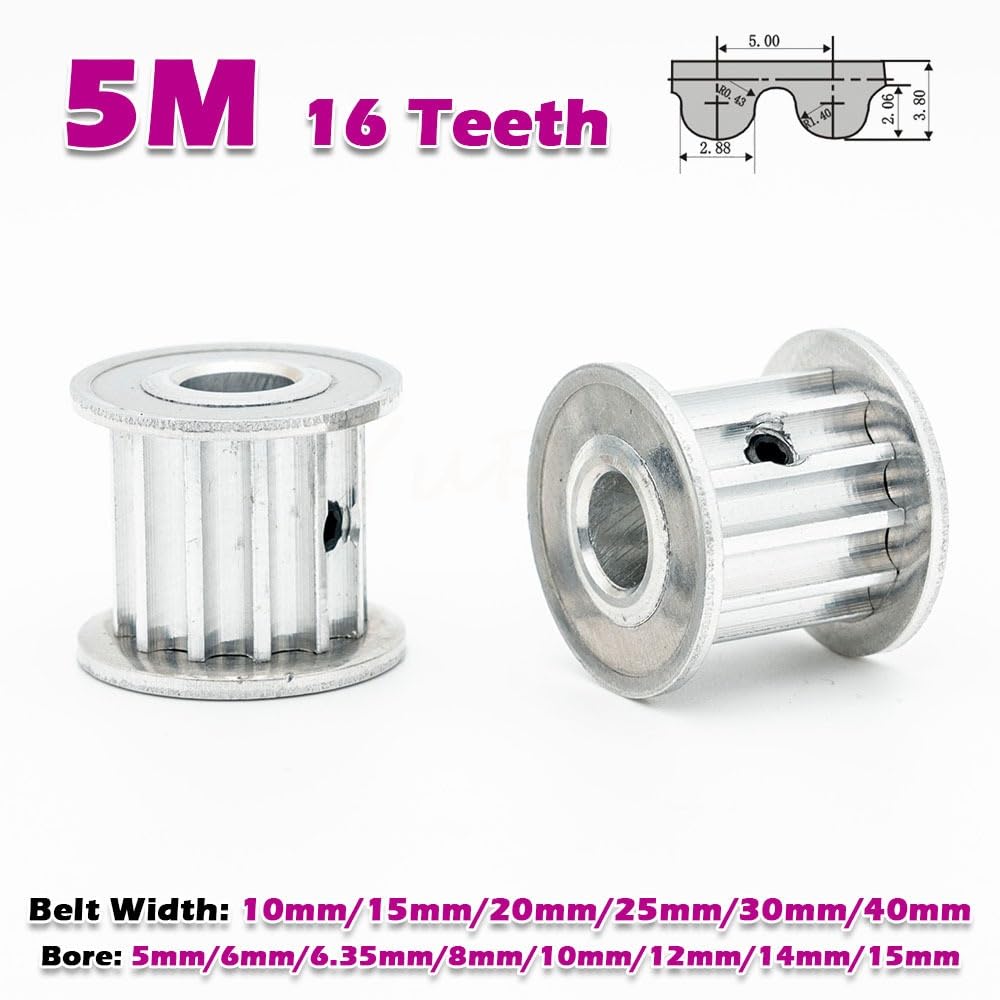 Polea de distribución HTD 5M AF de 16 dientes, diámetro interior de 10 a 15 mm, ancho de correa HTD5M de 16 dientes, 11 a 41 mm, rueda de transmisión, polea motriz CNC de 16 dientes, 1/2/5 unidades(14