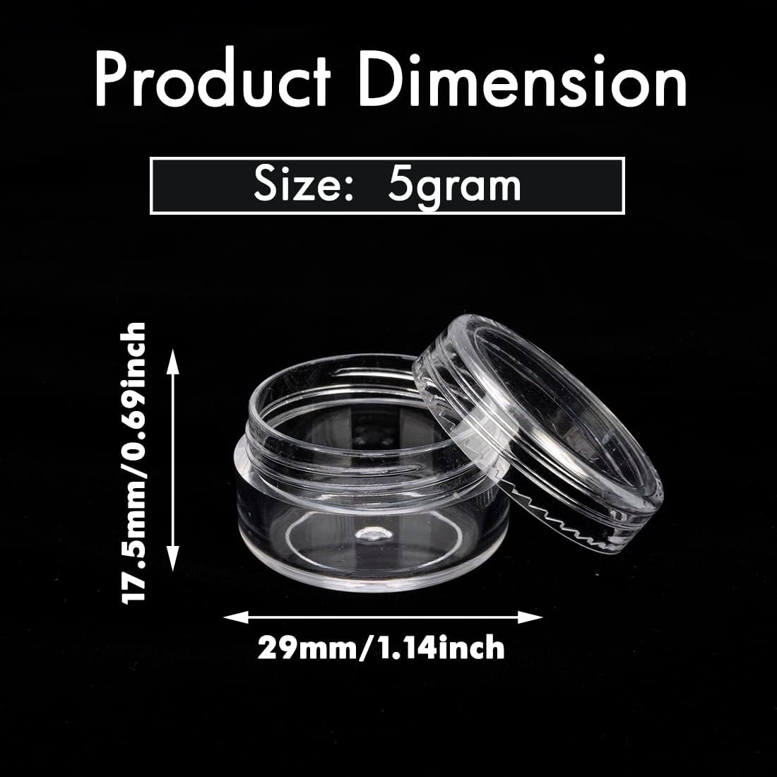 5 Gram Sample Containers With Lids, 200 Count 5ML Clear Jars, Empty Lip Balm Containers, Small Makeup Travel Jars for Glitter, Lotion, Cream, Beads, With Labels, Mini Spatulas
