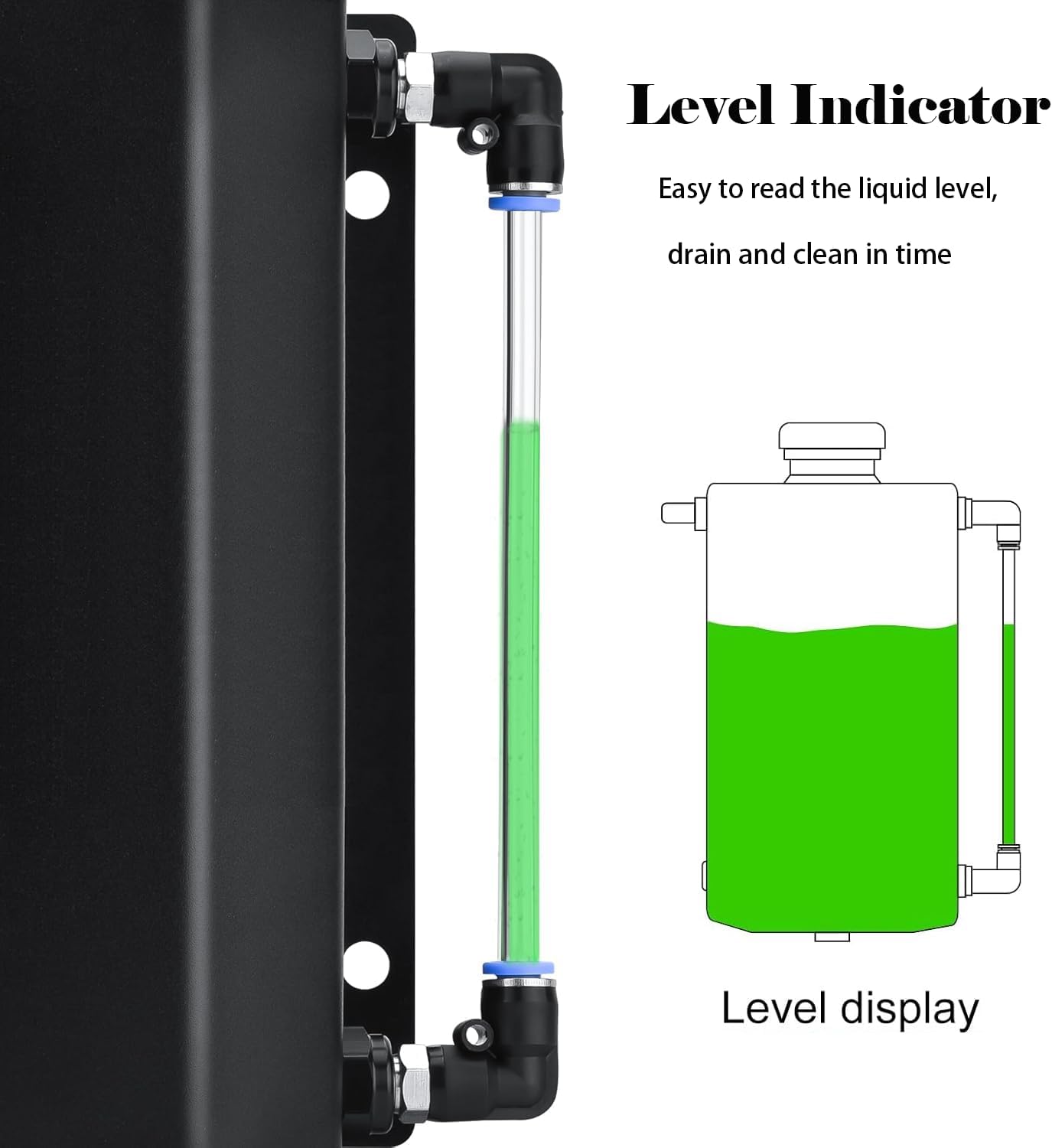 Coolant Overflow Tank, Coolant Reservoir Tank, Radiator Overflow Tank, Universal Coolant Overflow Tank, Aluminum 2L Black