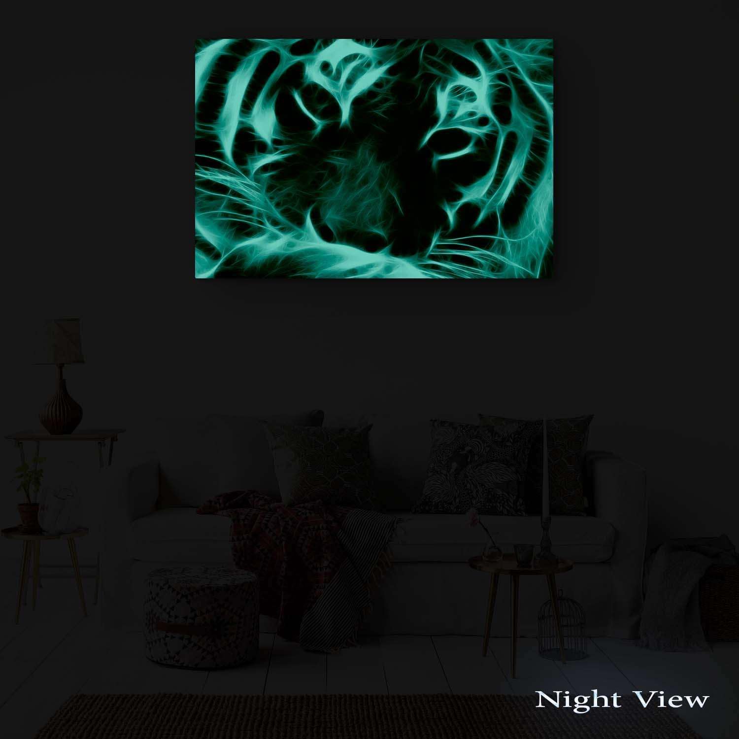 HALFLEMART Ponti di notte Stampa su tela con cornice Luci colorate della città Pittura Quadri su tela Quadri Moderni Foto su Tela Poster Stampe da Parete soggiorno Camera da letto 50x120cm