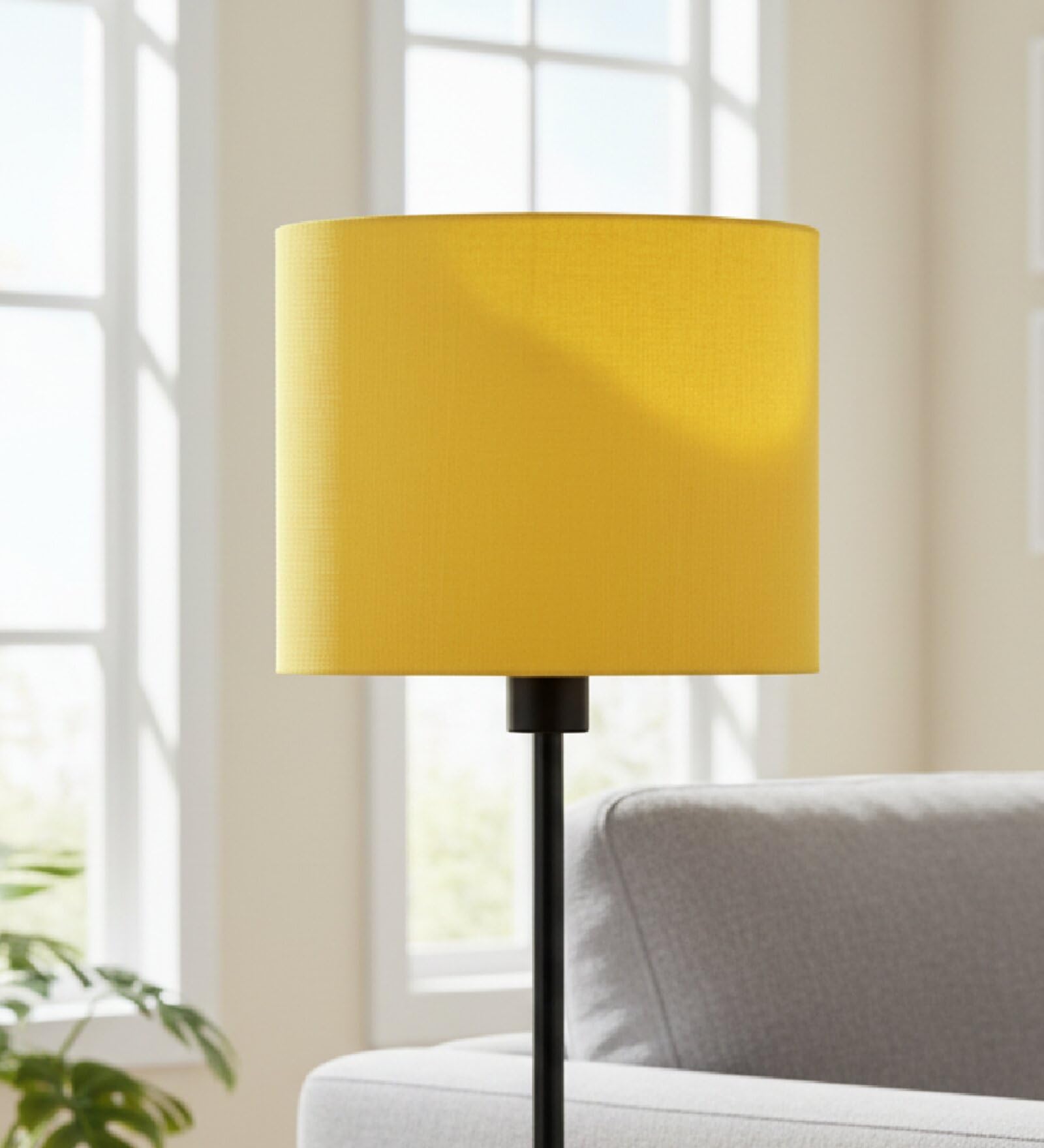 Dark Yellow Drum Fabric Lampshade – Modern Drum Lamp Shade for Table Lamps, Floor Lamps & Bedside Lamps (10-Inches)-image-0