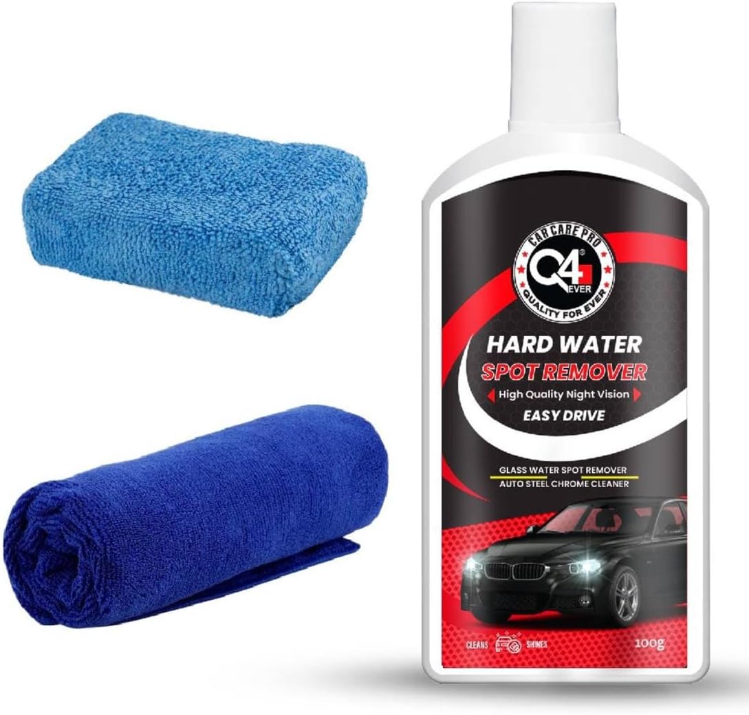 Q4 EVER Auto Care Glass Polish Hard Water Spot Remover (Cream) (3 Items Pack Cream)