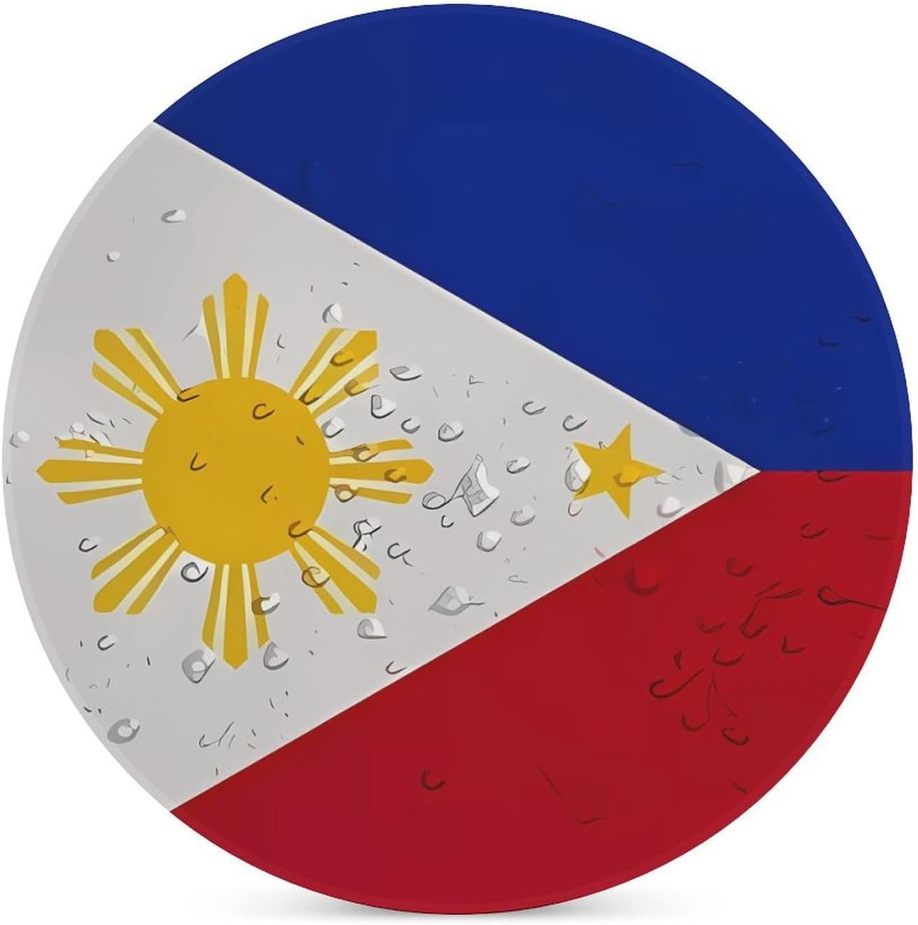 Philippines Flag with Water Drop Round Ceramic Coasters for Drinks Absorbent Cup Holder Tabletop Protector with Cork Base