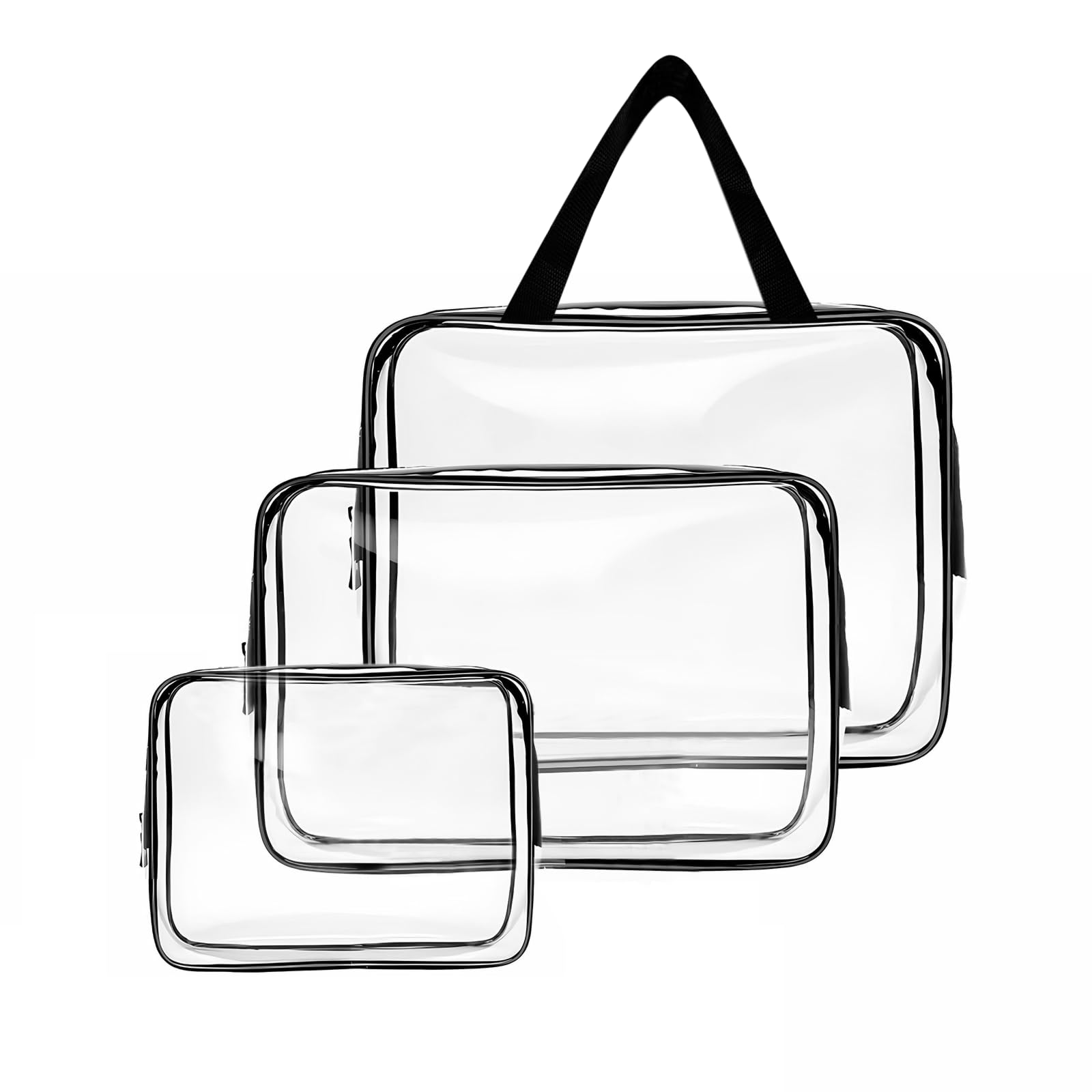 3 PCS Neceser de Aseo, Bolsas Portátil de Maquillaje de PVC, Transparentes Bolsa de Cosmético Organizador Mujer Impermeables, Hombre y Mujer, para Viajes, para Viajes, Almacenamiento, Baño