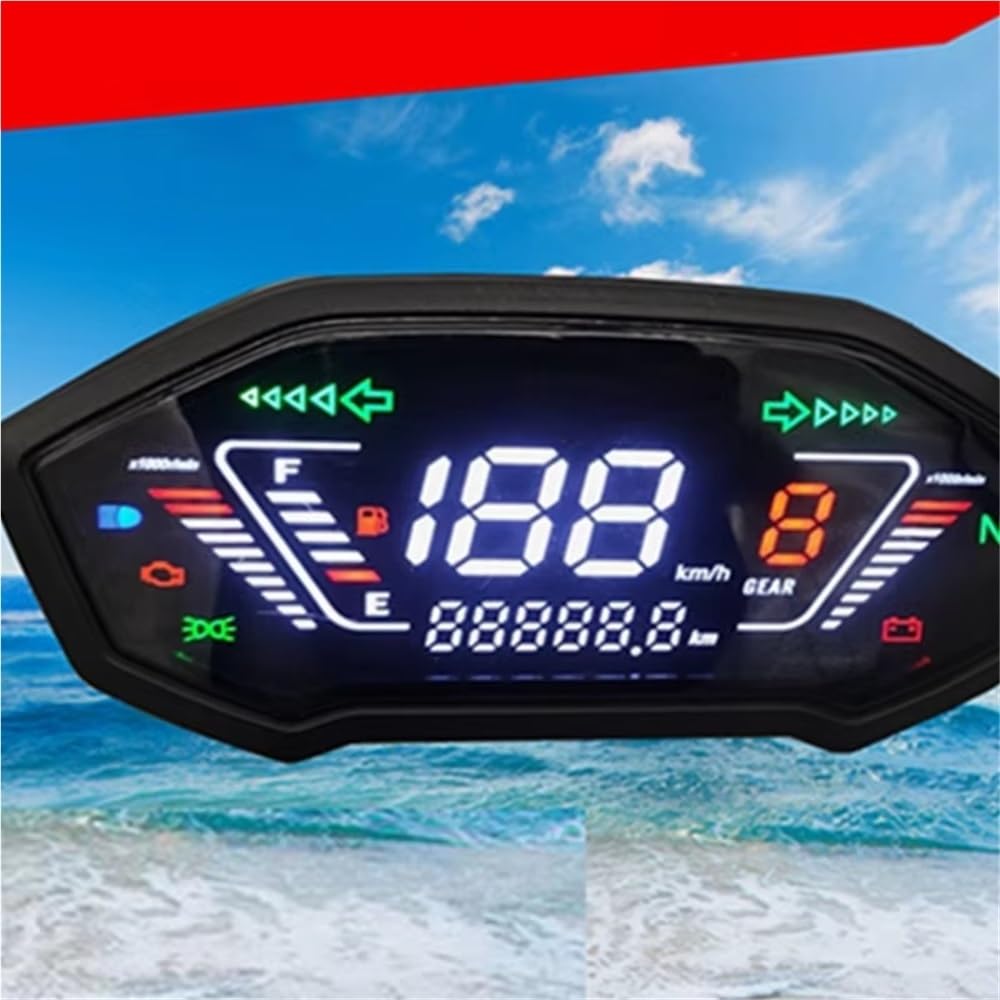 Tachimetro Moto Contagiri digitale universale per moto Tachimetro Cruscotto Display LCD 10000 giri/min
