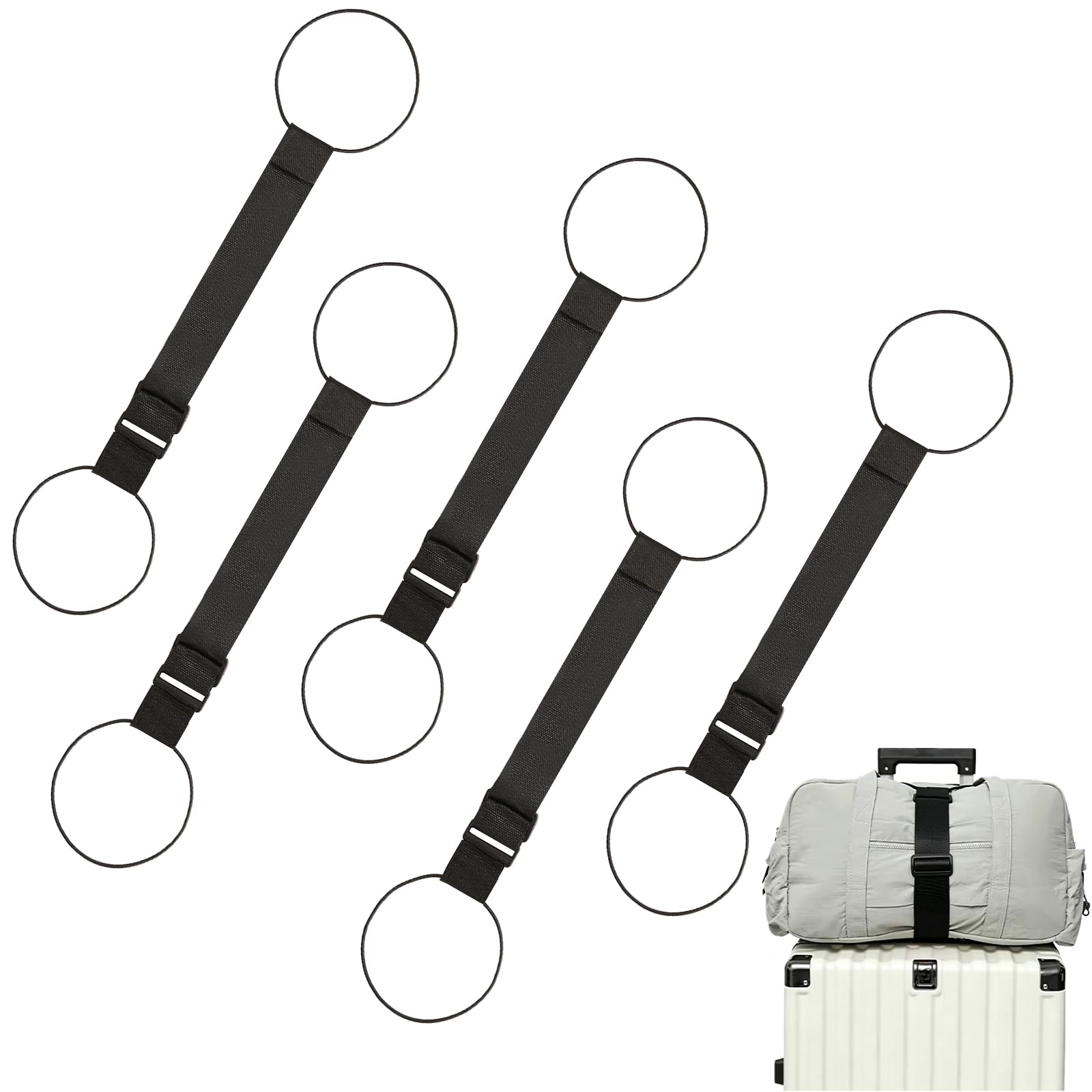5 cinghie elastiche resistenti regolabili per valigie, cinghie di fissaggio per borse, accessori per bagagli, colore nero
