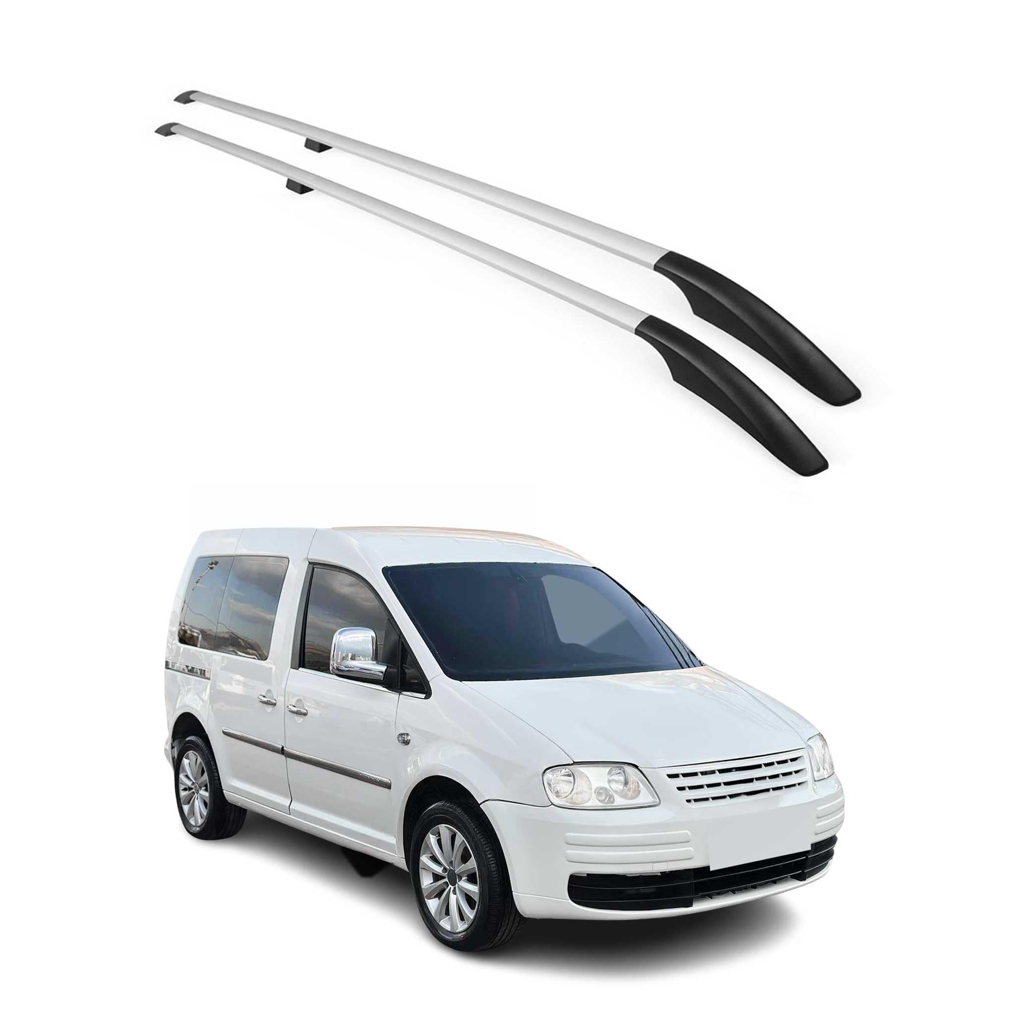 OMAC Dachreling Dachgepäckträger Relingträger kompatibel mit VW Caddy 2003-2020 L1 Alu Silber 2X