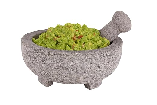 ARROYO Granite Mortar and Pestle Set Guacamole Bowl Molcajete 8 Inch - Natural Stone Grinder for Spices, Seasonings, Pastes, Pestos and Guacamole