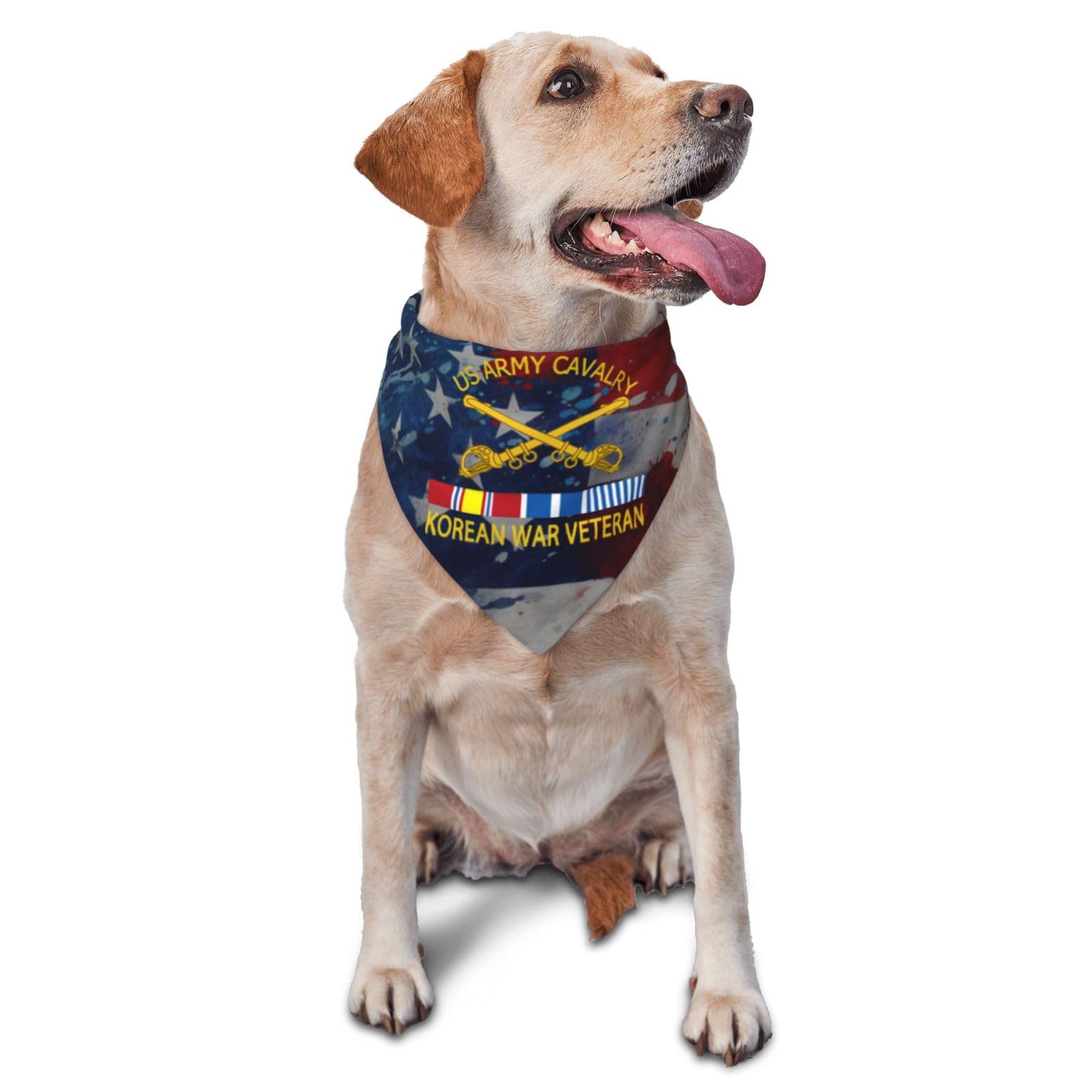 US Army Cavalry Korean War Veteran Dog Scarf Pet Bandana Cat Pet Bibs