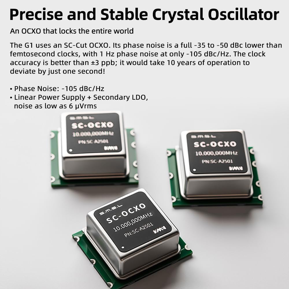 SMSL G1 First External Master Clock 10MHz digital audio SC-CUT OCXO Hi-Fi Audio Systems Output impedance adaptive for CD player/media player/DAC Multi Channel Drive, for D200/PL200T/T2/D2R/PA200 Black