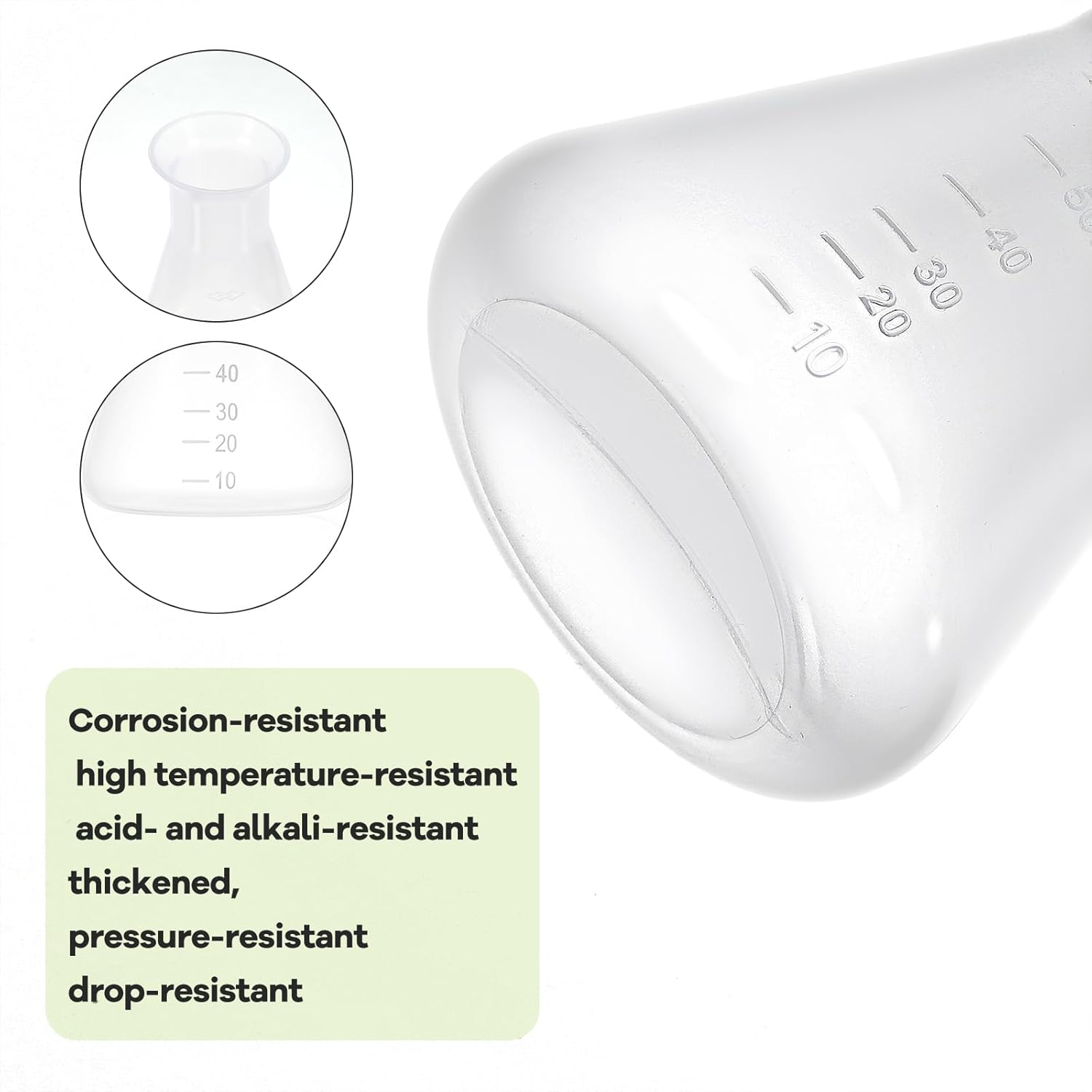 2 Pcs Plastic Erlenmeyer Flask Lab Flask Science Flasks Conical Clear Scale for Laboratory Home Learning Flasks Tool (50ml, 100ml)