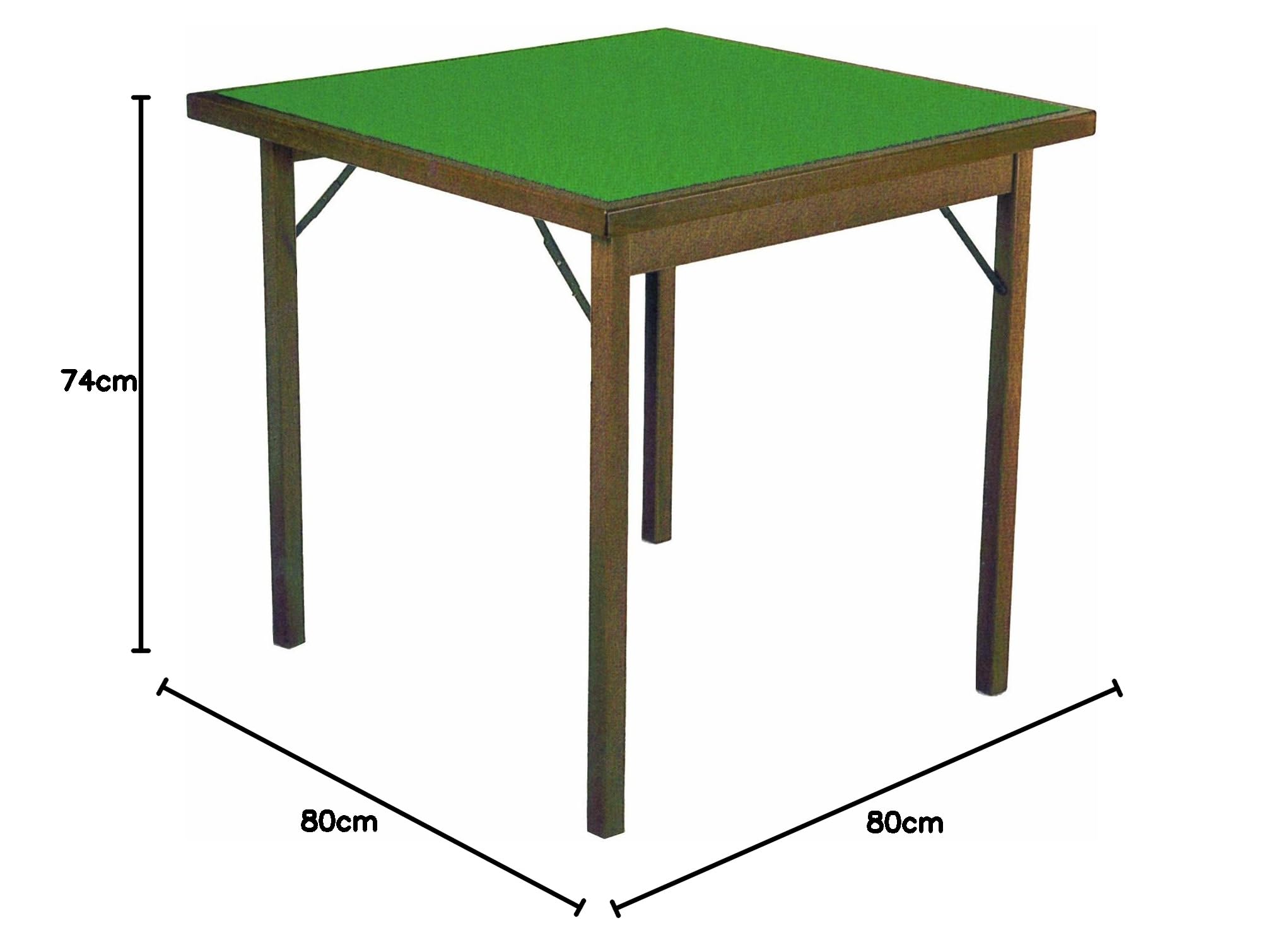 Karn Tavolo da Gioco Pieghevole Classic – Tavolo Carte Poker 80x80 in Legno Faggio Massello con Panno Verde – Salvaspazio Made in Italy